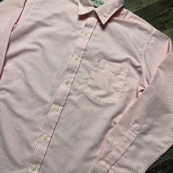Vintage American Eagle Shirt Size Medium Button Down Collared Pink White 90's - Picture 3 of 5